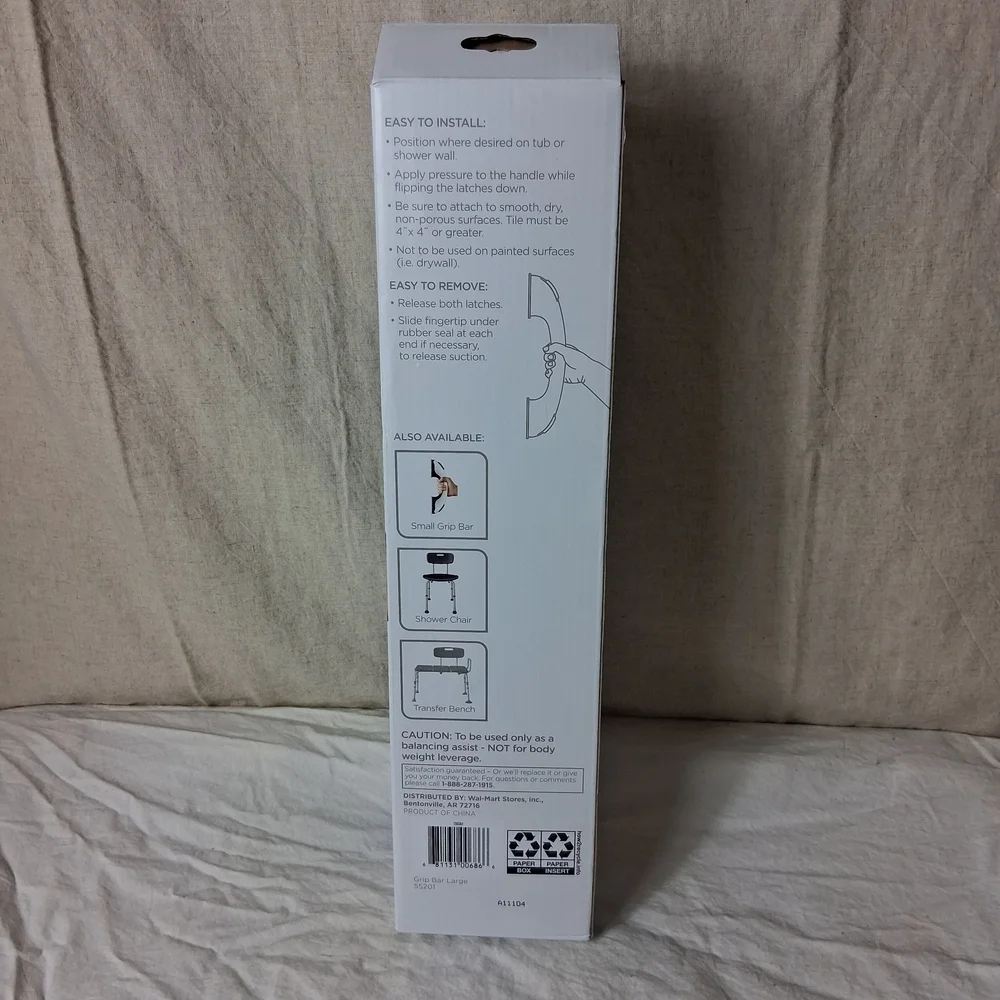 Equate White and Black Grip Bar for Bath and Shower- You Will Get Both